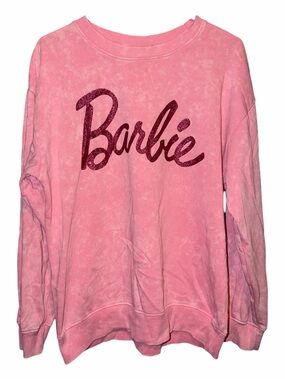 Barbie Pink Glitter Logo Crewneck Sweatshirt